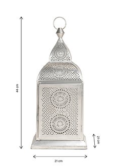 Hilalful HilalFul Handmade Chakra Medium Silver Decorative Candle Holder Lantern | For Home Decor in Eid, Ramadan, Wedding | Living Room, Bedroom, Indoor, Outdoor Decoration | Islamic Themed | Moroccan  - Image 2