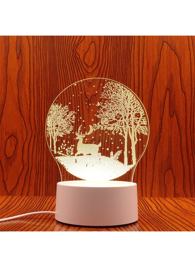 Swan Night Light Plug USB Bedside Lamp Creative Girl Cartoon 3D Table Lamp Bedroom LED Gift Lamp-Color:Snow Deer-Dimensions:USB Charging Touch 3 Color White Light Warm Light Neutral Light (with Lithium Battery)  - Image 1