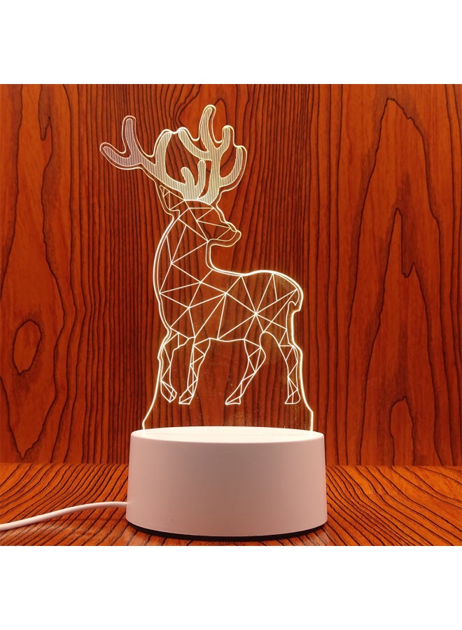 Swan Night Light Plug USB Bedside Lamp Creative Girl Cartoon 3D Table Lamp Bedroom LED Gift Lamp-Color:Snow Deer-Dimensions:USB Charging Touch 3 Color White Light Warm Light Neutral Light (with Lithium Battery)  - Image 5
