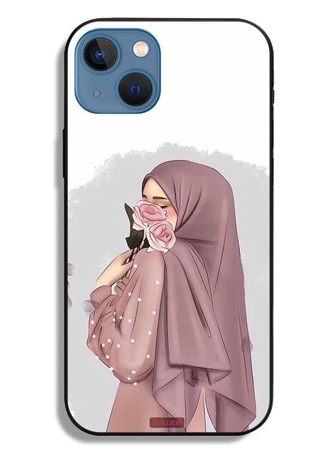 Tolwak جراب حماية لجهاز آيفون 13 من آبل يحمل صورة فتاة تحمل الورود - Image 2