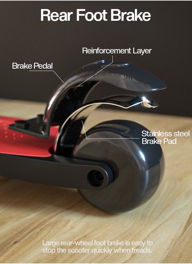 BAYBEE Alpha Skate Scooter For Kids 3 Wheel Kids Scooter With Foldable 4 Height Adjustable Handle Baby Scooter With Led Pu Wheels Smart Kick Scooter For Children'S 3 To 10 Years Boys Girls Red  - Image 5