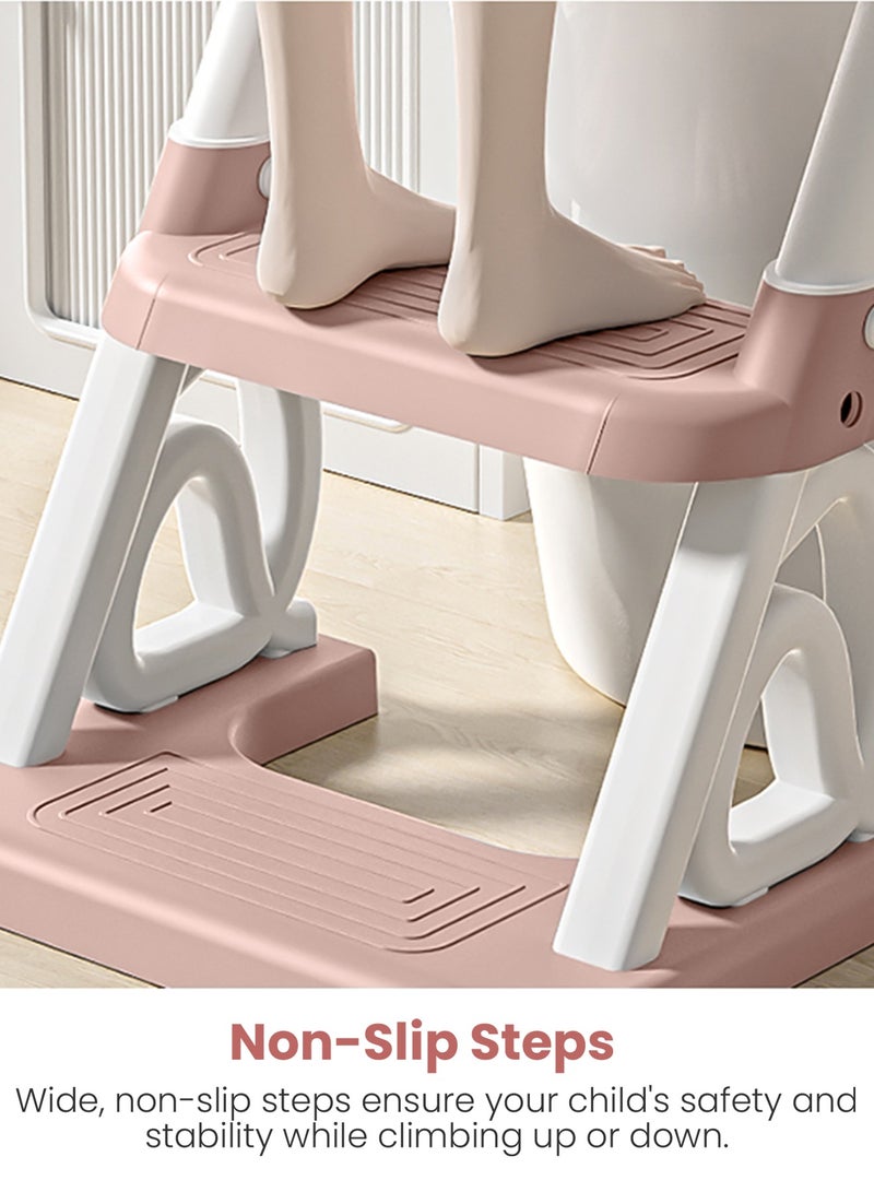 BAYBEE Royal Baby Potty Seat for Kids With Ladder For Western Toilets Kids Toilet Potty Training Seat For Baby With Handle Cushion Kids Potty Chair Kids Potty Seat For Baby Kids 1 To 10 Years Boy Girl Pink - Image 5