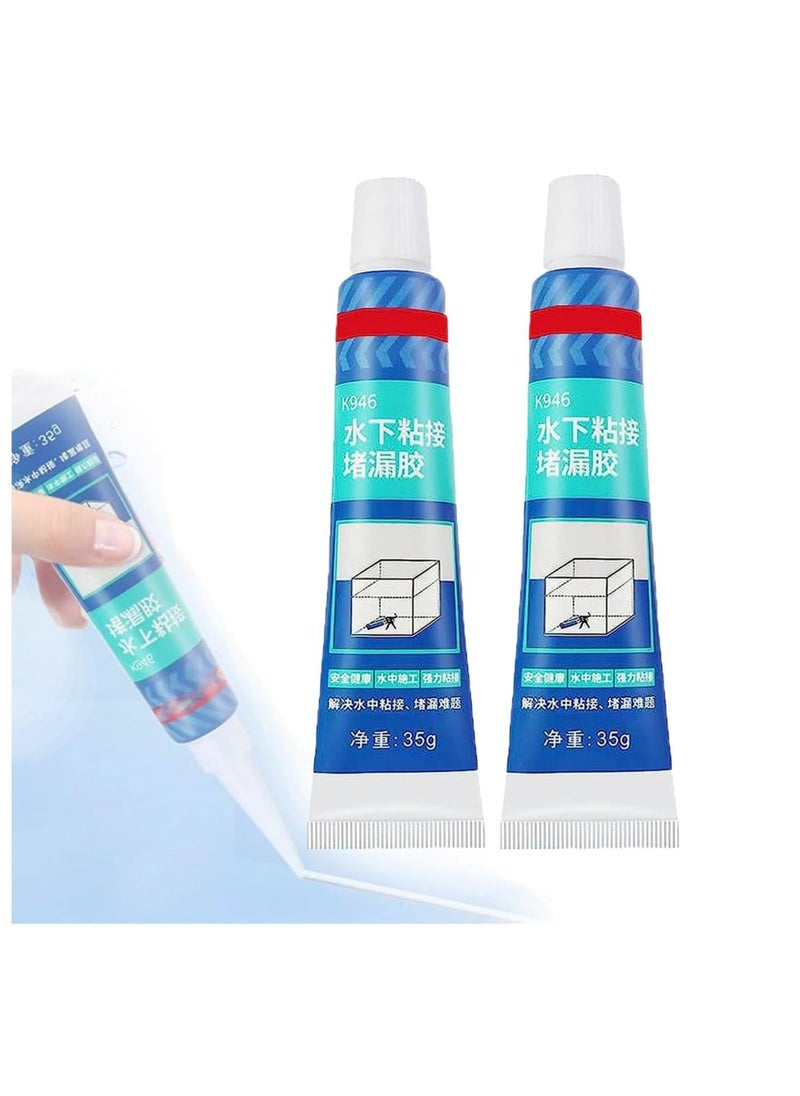 Captaintech - Heavy Duty Leakage Plugging Adhesive, Nano Leakage Plugging Adhesive,Waterproof Sealant, Pool Tile Underwater Special Adhesive Sealing Glass Adhesive, All-Purpose Repair Glue (2PCS) - Image 1