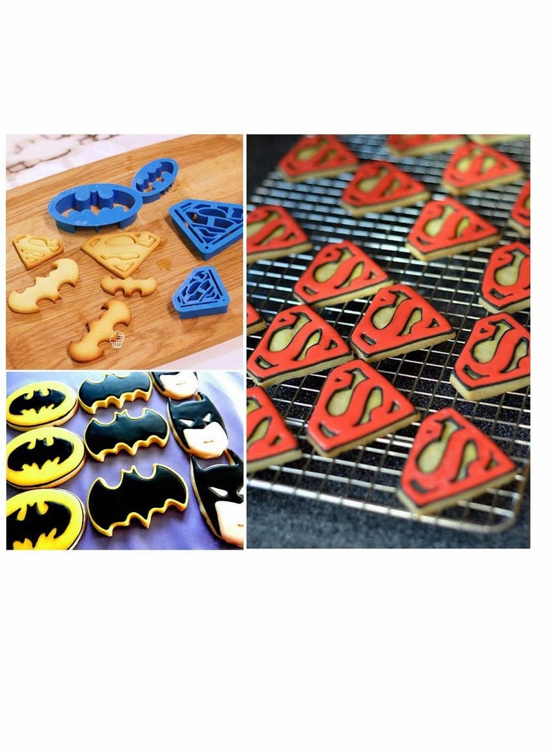 KASTWAVE - Superhero Superman Batman Cookie Cutters Mould Set of 4 Biscuit Pastry Fondant Cutters Cake Cupcake Decorating Tools for Kids and Adults - Image 1