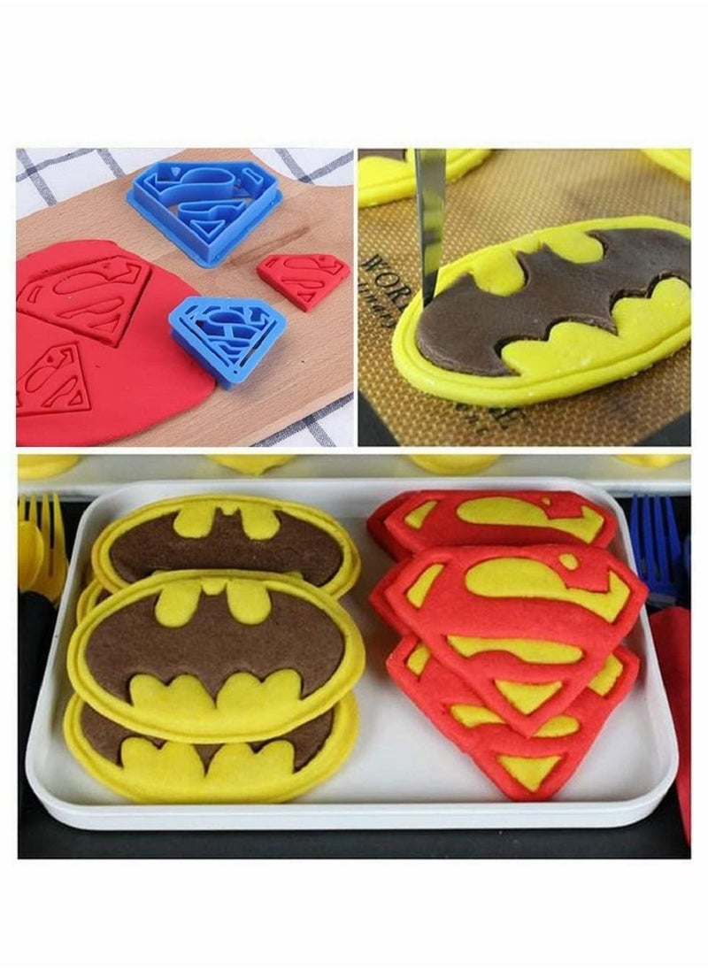KASTWAVE - Superhero Superman Batman Cookie Cutters Mould Set of 4 Biscuit Pastry Fondant Cutters Cake Cupcake Decorating Tools for Kids and Adults - Image 1