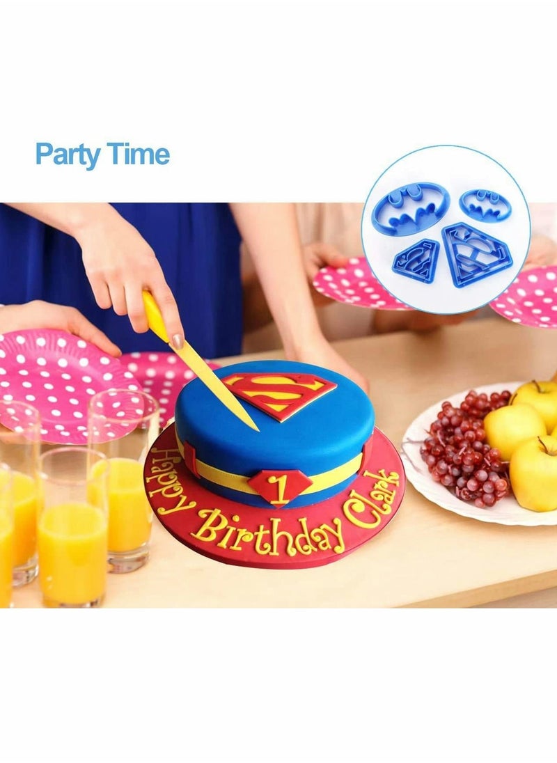 KASTWAVE - Superhero Superman Batman Cookie Cutters Mould Set of 4 Biscuit Pastry Fondant Cutters Cake Cupcake Decorating Tools for Kids and Adults - Image 1