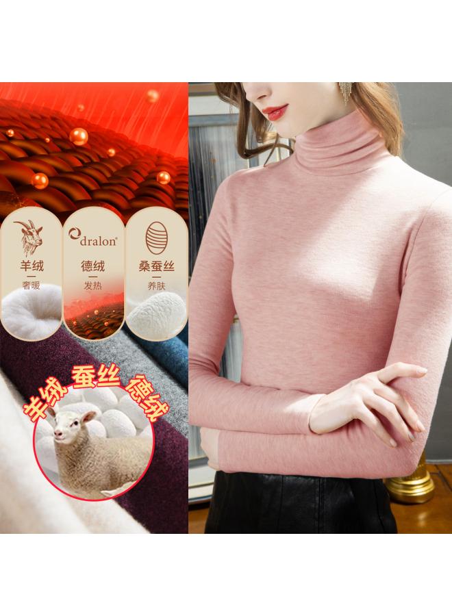 Cashmere Silk Pile Collar Base Shirt Women's Autumn And Winter New Women's Wear Interior Velvet Heating Warm Top Women's