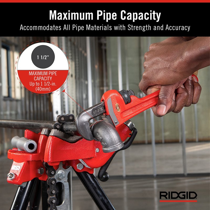 RIDGID 31010 Model 10 Heavy-Duty Straight Pipe Wrench, 10-inch Plumbing Wrench, Red, Black, 250mm (10in) - Image 3