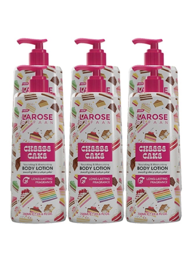 لا روز 6 قطع لوشن للجسم برائحة كعكة الجبن المغذي والمرطب يدوم طويلاً 700 مل - Image 1