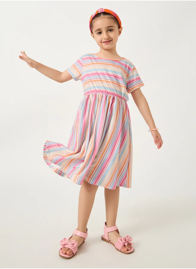 Styli Striped Short Sleeve Dress