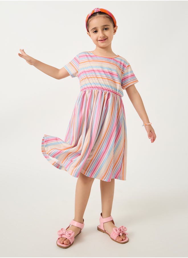 Styli Striped Short Sleeve Dress  - Image 1