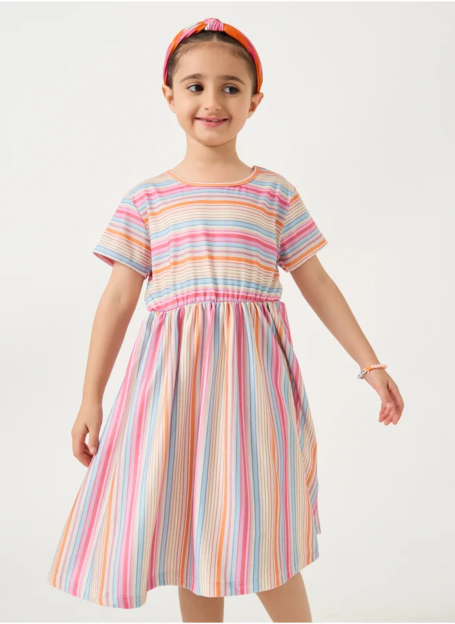 Styli Striped Short Sleeve Dress