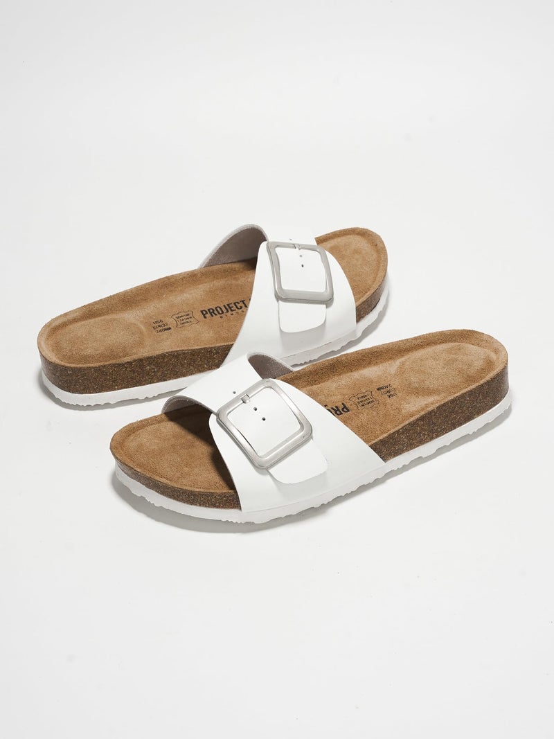 Project Cloud 100% Genuine Leather Sandals Women Dressy Beach Essentials Slides for Women Footwear-Lightweight with Memory Foam Insole Sandals for Women 2026-Womens Slides (Ibiza, Off-Whi, 9) - Image 3