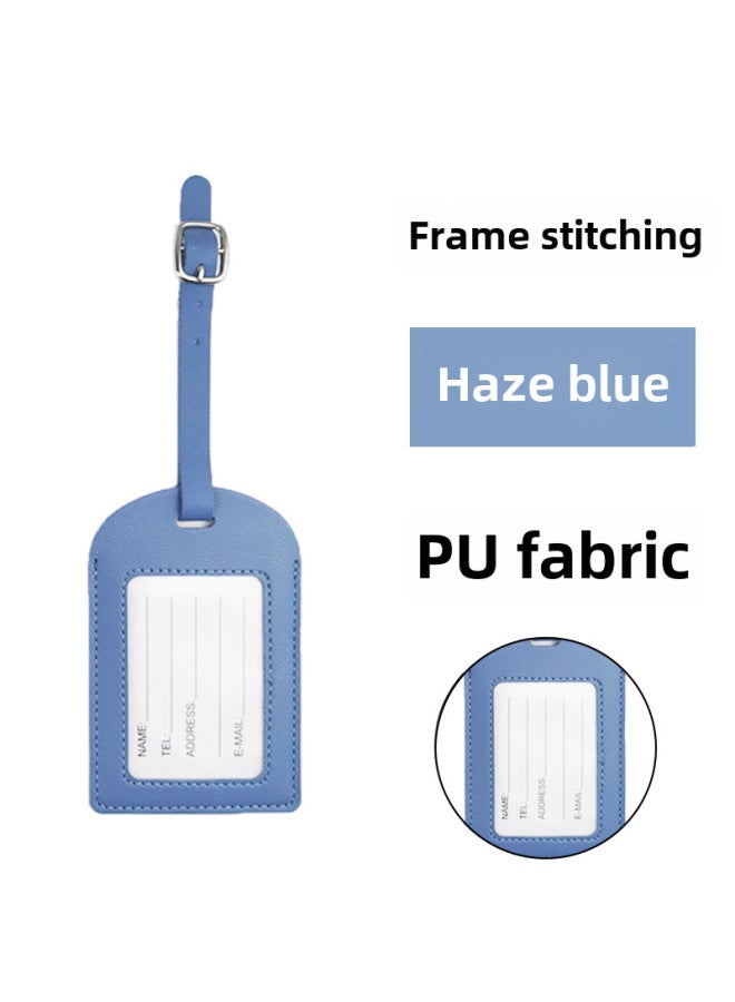 Thickened Pu Leather Boarding Pass Cover Vertical Horizontal Flip Bag Hardware Buckle Gift Inside Signature Paper Luggage Tag-Color:Frame Car Line Without Flip Haze Blue - Image 1