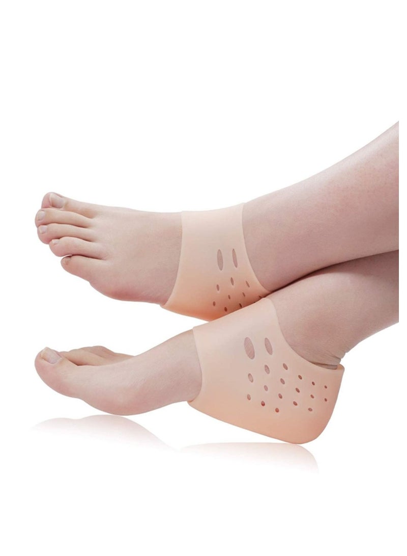 Excefore 2 Pcs Invisible Height Increase Insole, Height Increase Socks Wearable Heel Cushion Inserts Shoe Soft Silicone Heel Lift Insole Leg Lengthen, for Men and Women 5.5 cm（Beige）  - Image 1