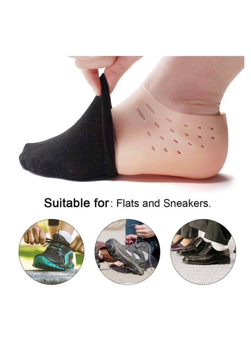 Excefore 2 Pcs Invisible Height Increase Insole, Height Increase Socks Wearable Heel Cushion Inserts Shoe Soft Silicone Heel Lift Insole Leg Lengthen, for Men and Women 5.5 cm（Beige）  - Image 4
