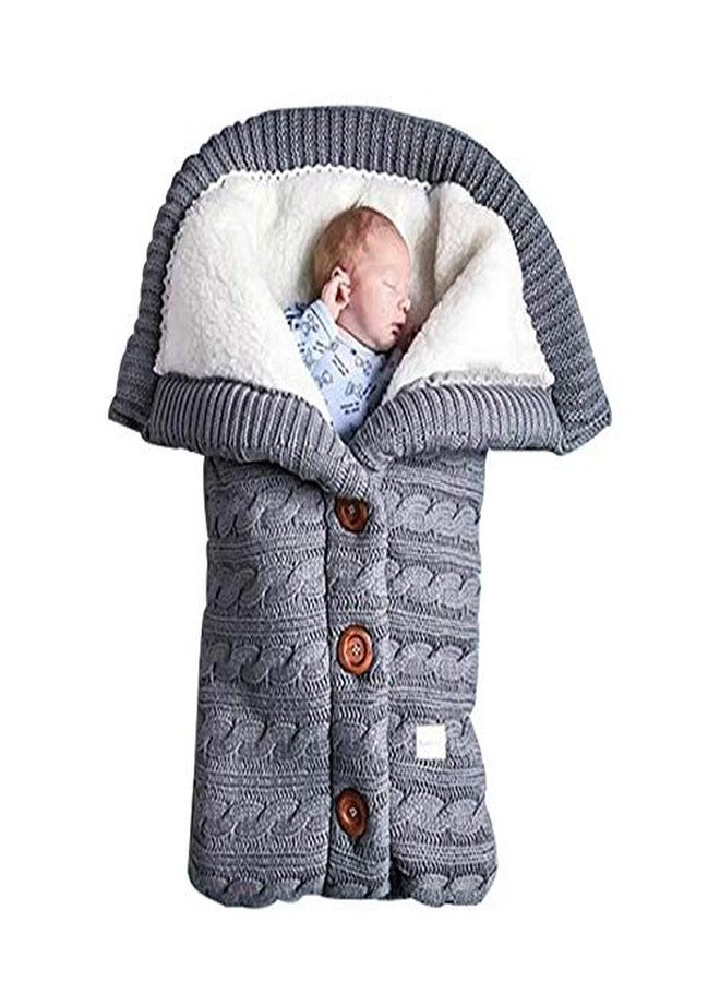 insular Warm Baby Sleeping Bag Envelope Winter Kid Sleepsack Footmuff Stroller Knitted Sleep Sack Newborn Knit Wool Swaddling Blanket (Gray) - Image 1