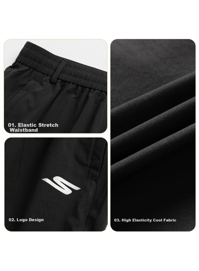 Skechers Men's Shorts, Autumn Quick-dry Loose Breathable Shorts, Casual Outdoor Running Fitness Zipper Pocket Five-point Shorts - Image 3