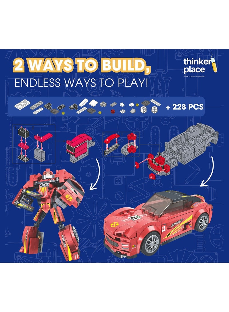 ThinkerPlace Cobalt Racer 2-in-1 Robot & Sports Car (229 Pieces) | Learn About Machines | Building Block Set for Kids Age 7+ | STEM Educational Toy | Build, Play & Learn | Science & Learning Toy - Image 4