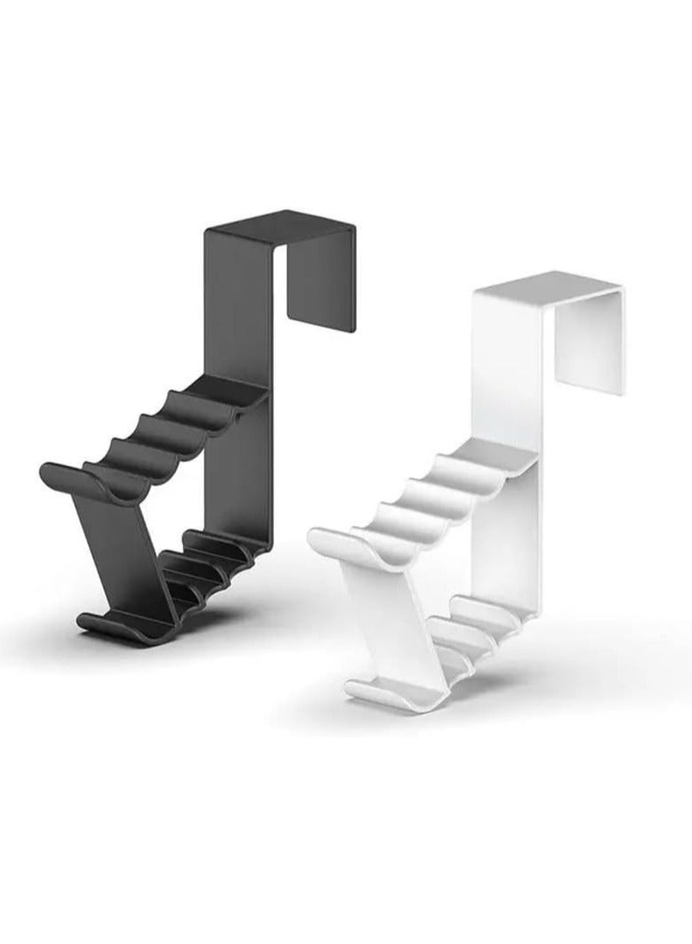 Oasisgalore Pack of 2 Door Hooks for Hanging Clothes – PP Plastic Coat Rack (White + Black)  - Image 2