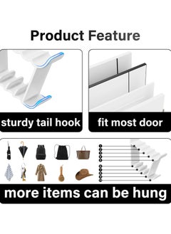 Oasisgalore Pack of 2 Door Hooks for Hanging Clothes – PP Plastic Coat Rack (White + Black)  - Image 2
