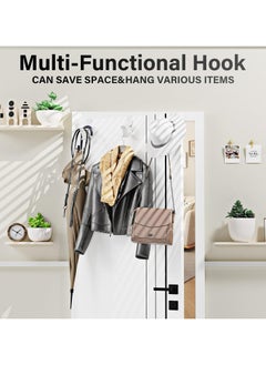 Oasisgalore Pack of 2 Door Hooks for Hanging Clothes – PP Plastic Coat Rack (White + Black)  - Image 3