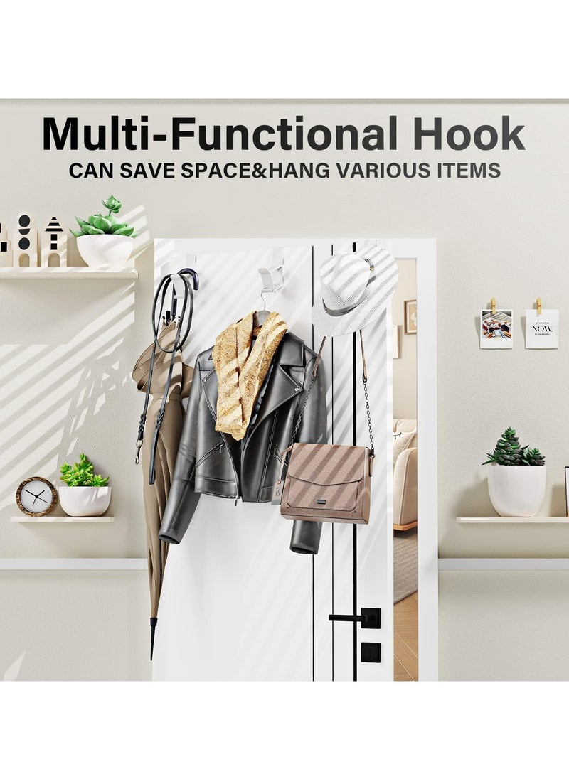 Oasisgalore Pack of 2 Door Hooks for Hanging Clothes – PP Plastic Coat Rack (White + Black)  - Image 3