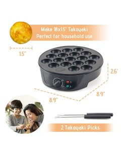 Joyelink Takoyaki Maker Machine，Takoyaki Maker Pan with Temperature Control, Tools and Recipes, Make 18 Japanese Octopus Balls at once, Easy to Use and Store  - Image 4