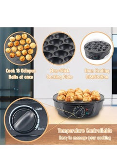 Joyelink Takoyaki Maker Machine，Takoyaki Maker Pan with Temperature Control, Tools and Recipes, Make 18 Japanese Octopus Balls at once, Easy to Use and Store  - Image 2