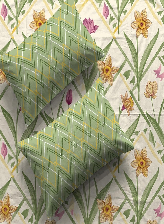 Urban Space Divine 100% Cotton Bedsheet for Double Bed with 2 Pillow Covers, Double Bedsheet (Size 90 x 100 inches, Spring Sage Green) - Image 1