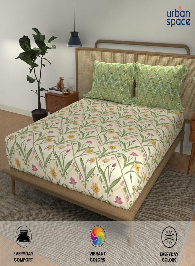 Urban Space Divine 100% Cotton Bedsheet for Double Bed with 2 Pillow Covers, Double Bedsheet (Size 90 x 100 inches, Spring Sage Green) - Image 4