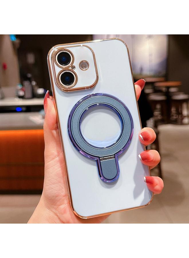 اس-توب جراب لهاتف iPhone 16 Plus بلون سادة مع حامل معدني مطلي بالكهرباء - Image 1