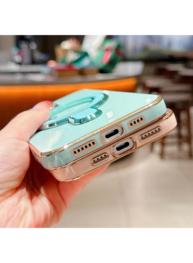 اس-توب جراب لهاتف iPhone 16 Plus بلون سادة مع حامل معدني مطلي بالكهرباء - Image 5