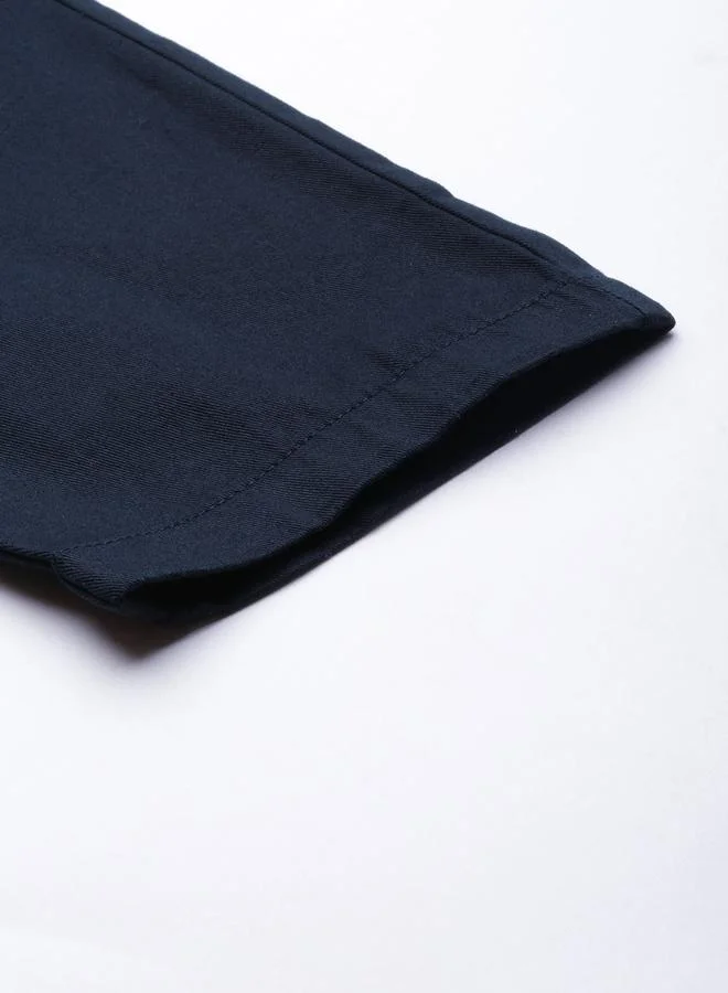 The Indian Garage Co Navy Blue Men Navy Blue Regular Fit Solid Cargo Pants for Men | Best Price UAE