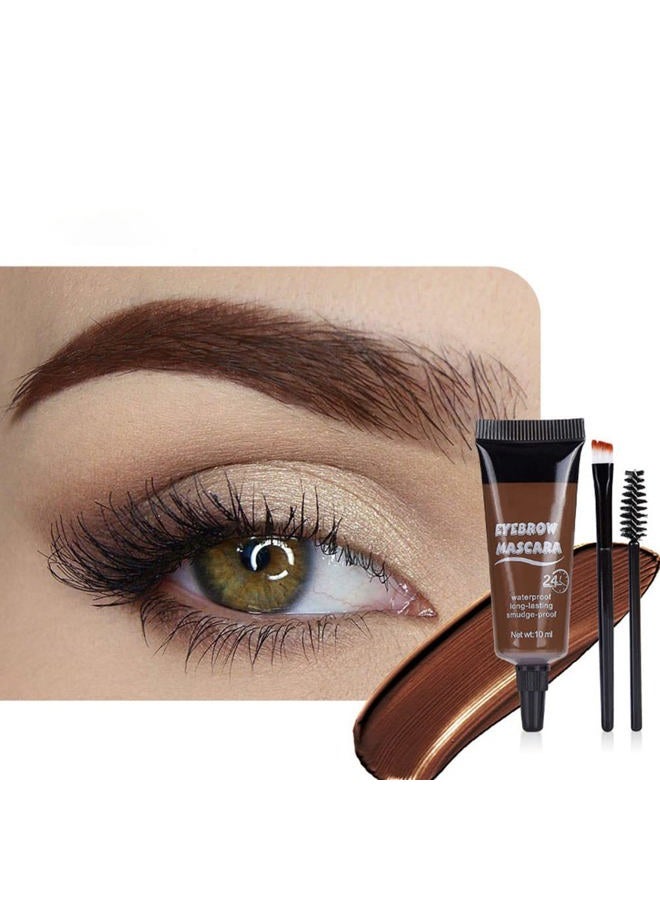 BINGBRUSH ماسكارا حواجب سميكة ملونة مع فرشتي حواجب، تشكيل سريع للحواجب، مقاومة للماء، مقاومة للنقل، مجموعة تلوين الحواجب - خالية من القسوة - بني فاتح متوسط (1 عبوة) (1 قطعة 02# بني محمر) - Image 1