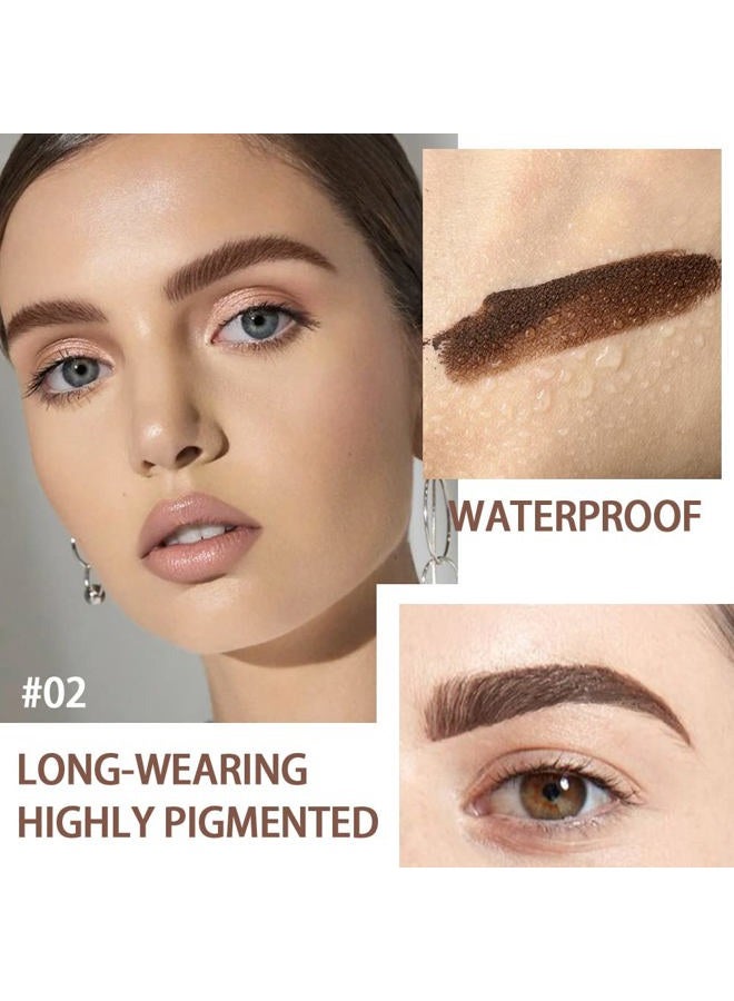 BINGBRUSH ماسكارا حواجب سميكة ملونة مع فرشتي حواجب، تشكيل سريع للحواجب، مقاومة للماء، مقاومة للنقل، مجموعة تلوين الحواجب - خالية من القسوة - بني فاتح متوسط (1 عبوة) (1 قطعة 02# بني محمر) - Image 3