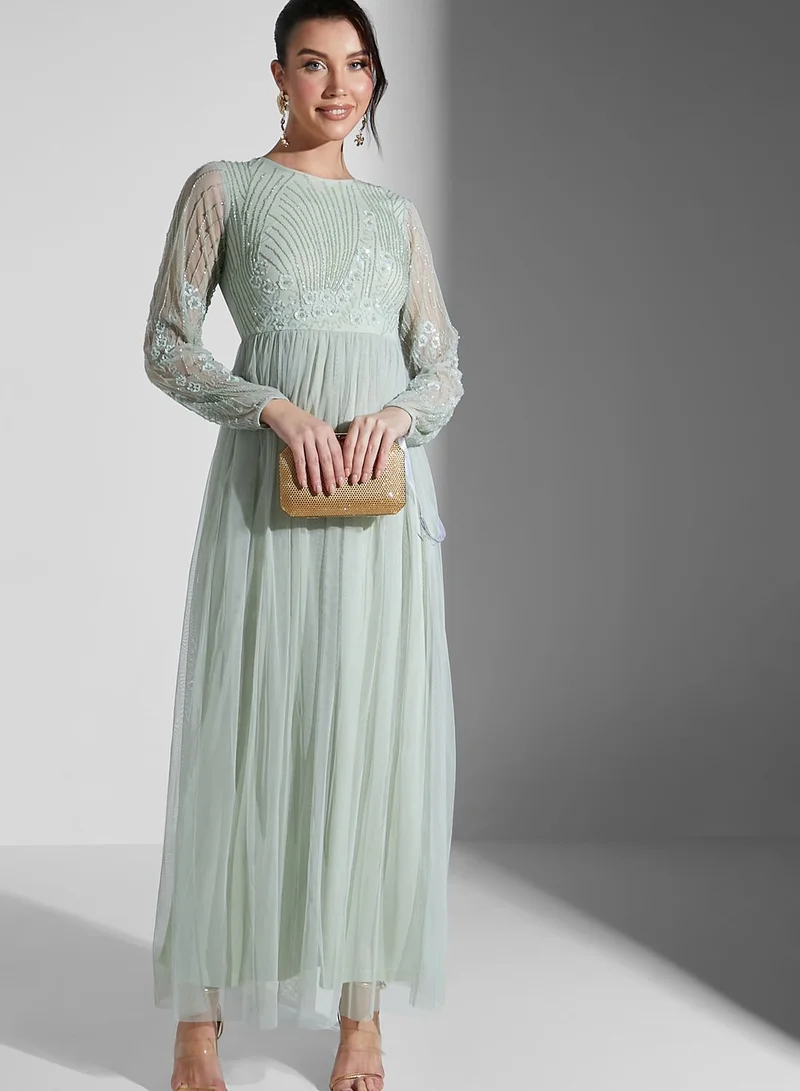 Frock and Frill Embellished Bodice Maxi Dress