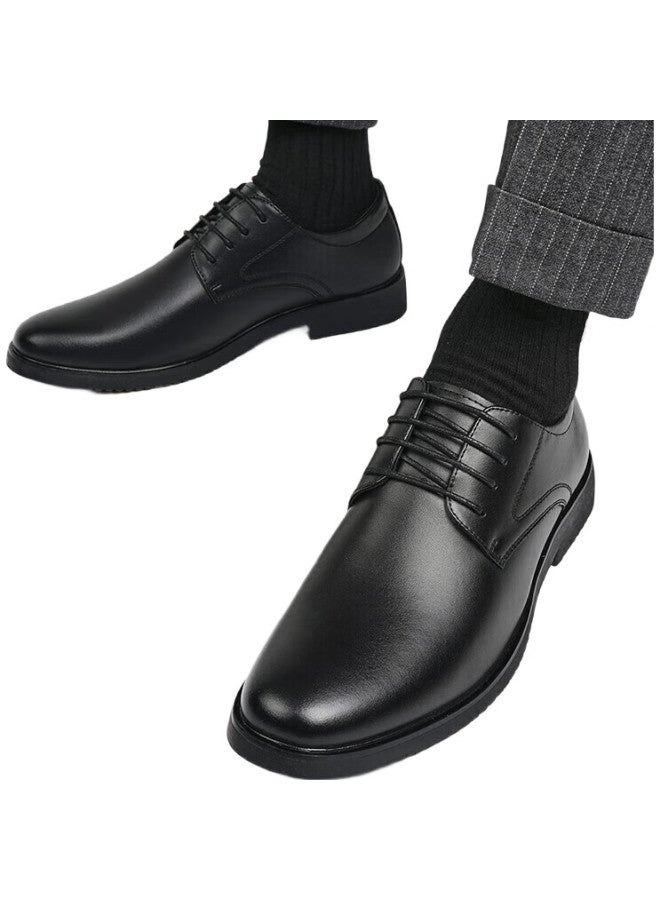 Pull Back Warrior Business Casual Shoes, Men'S Versatile Low-Top British Formal Leather Shoes, 1503 Black, Size 40 - Image 1