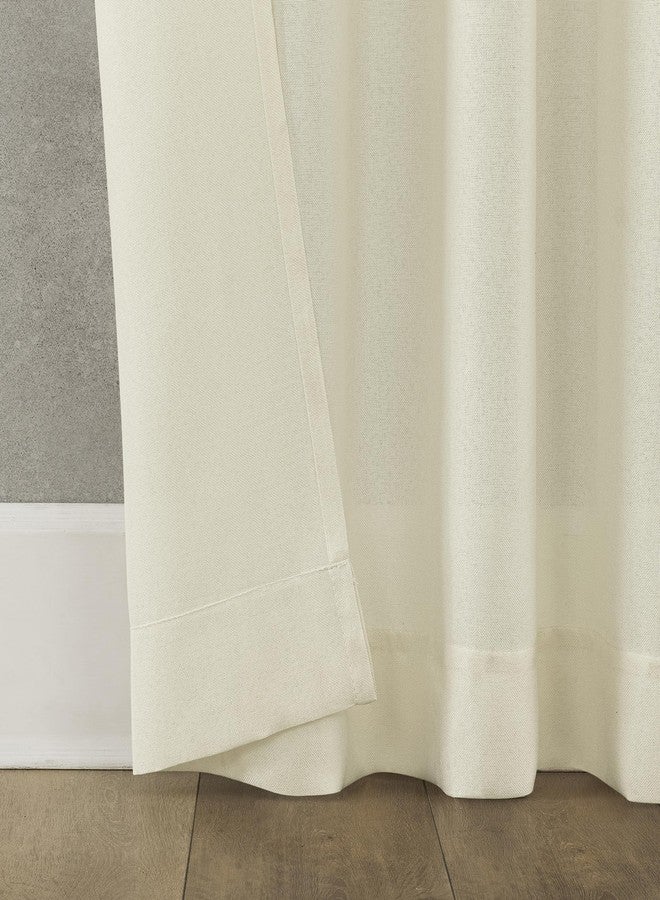 No. 918 Reman 2-Pack Twist Tab Linen Texture Semi-Sheer Tab Top Curtain Panel Pair, 40" x 96", Ivory - Image 3