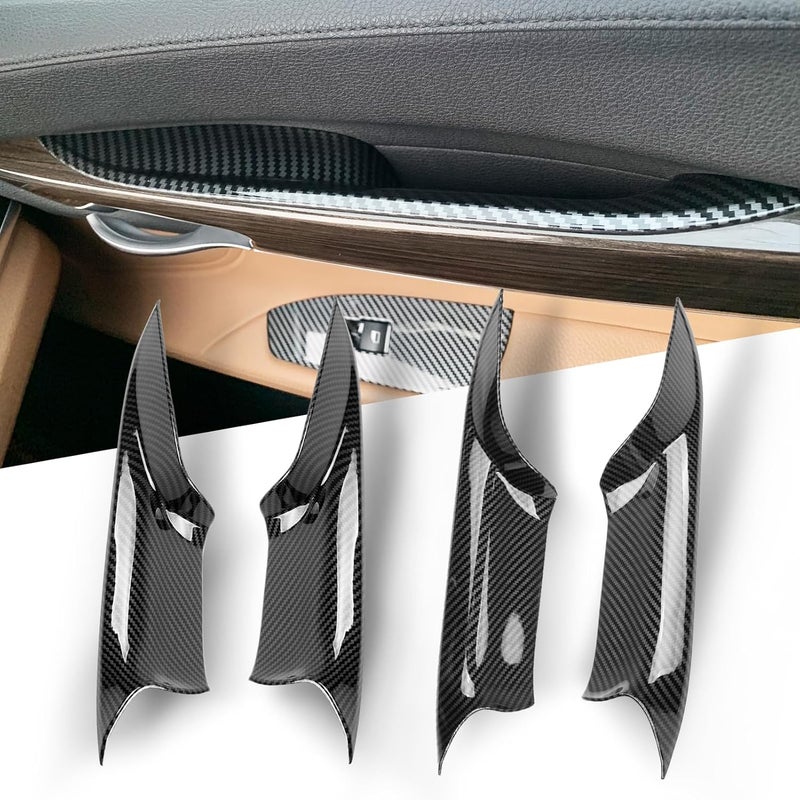 Jaronx Compatible with BMW 7 Series Door Pull Handle Covers, Carbon Fiber Pattern Front Rear Row 7' F02 Door Handle Cover(Compatible with BMW 730 740i 740li 750i 750li 760/Long-wheel Sedan 2008-2014) - Image 1