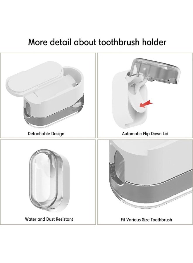 JZS Toothbrush Head Covers Caps,Tooth Brush Protector Case Wall Mounted Hanging Rack Organizer for Travel, Camping, Bathroom, School, Business,2PCS,Grey - Image 3