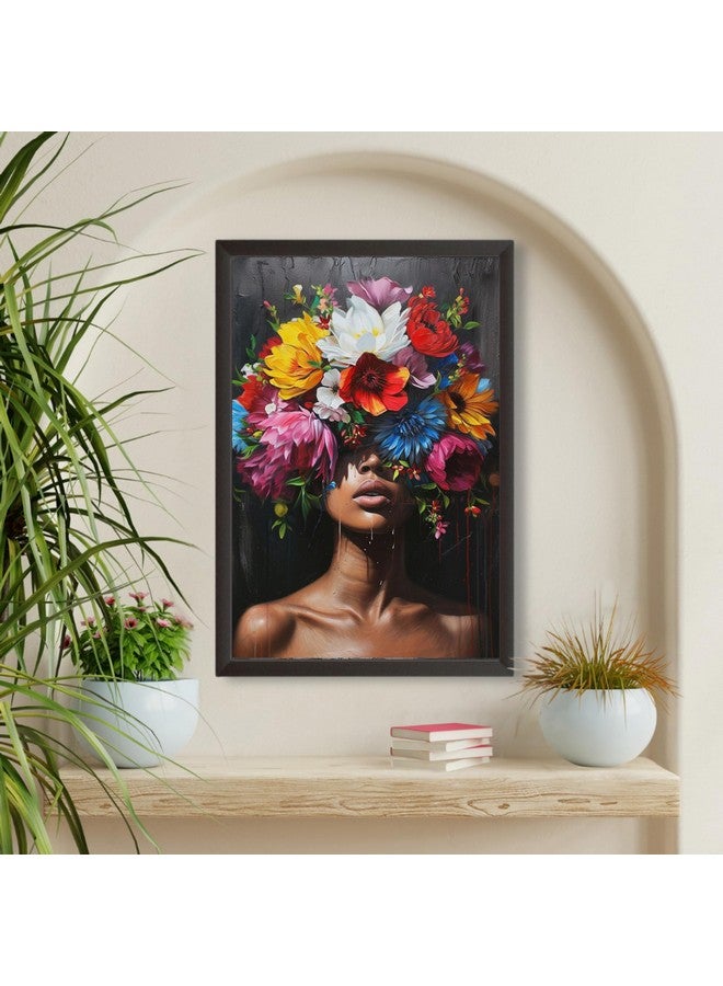 Waltractive Women Aesthetic Art Framed Oil Painting Vertical - 8x12 Inches A4 Size - Perfect Wall Decor for Living Room, Office, Kids, Bedroom and Home (12x18 Inches, E) - Image 2