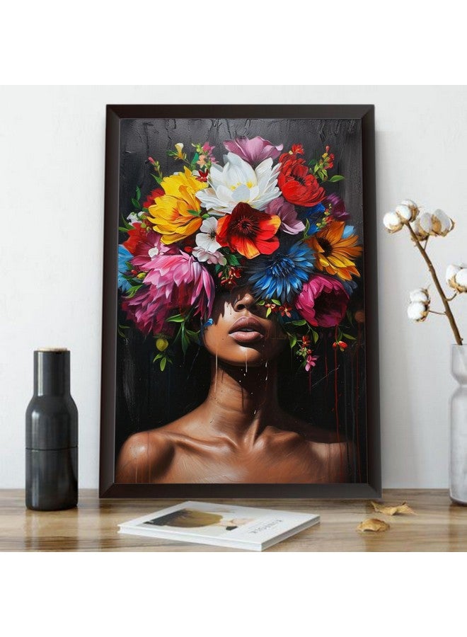 Waltractive Women Aesthetic Art Framed Oil Painting Vertical - 8x12 Inches A4 Size - Perfect Wall Decor for Living Room, Office, Kids, Bedroom and Home (12x18 Inches, E) - Image 1