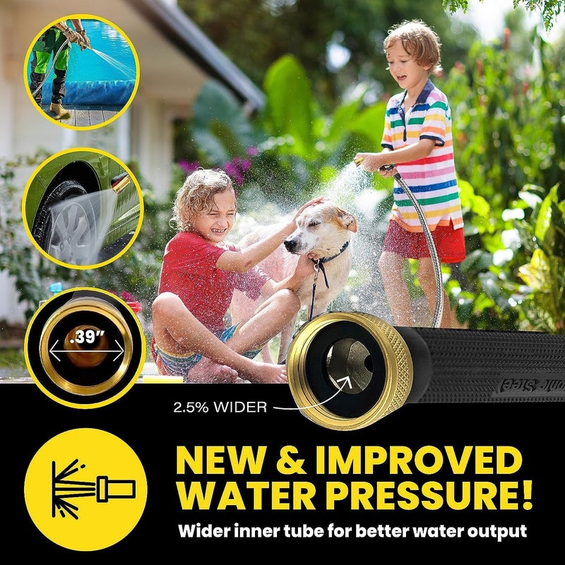 BIONIC STEEL PRO 100 Ft Garden Hose with Nozzle, Premium 304 Stainless Steel Metal Water Hose 100Ft Flexible Hose, Rust Proof, Lightweight, Heavy Duty, Crush Resistant Fittings, 500 PSI, 2025 Model - Image 5