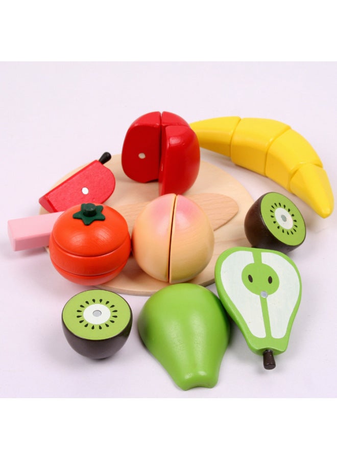 Bags Of Fruit House Simulation Vegetables And Fruits Wooden Magnetic Cut Children's Wooden Toys-Color:Look At The Cloth Bag  - Image 2