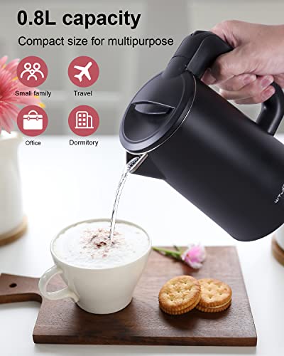WTJMOV 0.8L Electric Kettle Stainless Steel, 800 Watts Small Electric Kettle 27 Ounce Fast Boil Auto Shut-off, Portable Water Boiler for Small Kitchen, Business Trip and More - Image 2