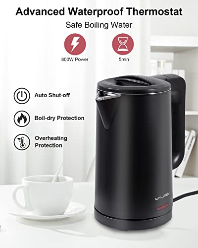 WTJMOV 0.8L Electric Kettle Stainless Steel, 800 Watts Small Electric Kettle 27 Ounce Fast Boil Auto Shut-off, Portable Water Boiler for Small Kitchen, Business Trip and More - Image 4