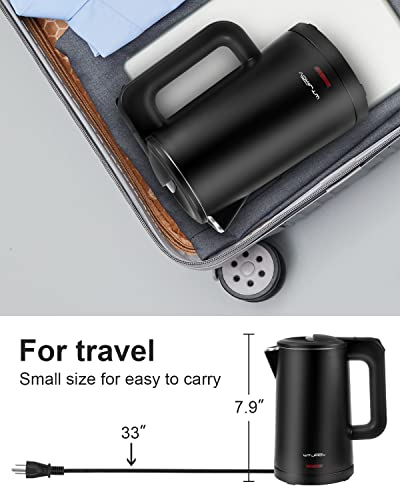 WTJMOV 0.8L Electric Kettle Stainless Steel, 800 Watts Small Electric Kettle 27 Ounce Fast Boil Auto Shut-off, Portable Water Boiler for Small Kitchen, Business Trip and More - Image 5