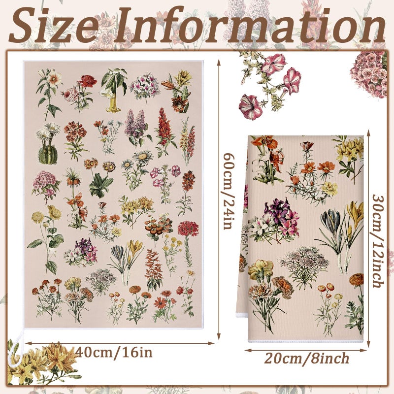 Boyiee Set of 6 Wildflower Kitchen Towels Vintage Cottage Core Tea Towels Absorbent Butterfly Plant Floral Hand Dish Clothes Gifts for Holiday Farmhouse Kitchen Bathroom Decorations, 24 x 16 Inches - Image 4