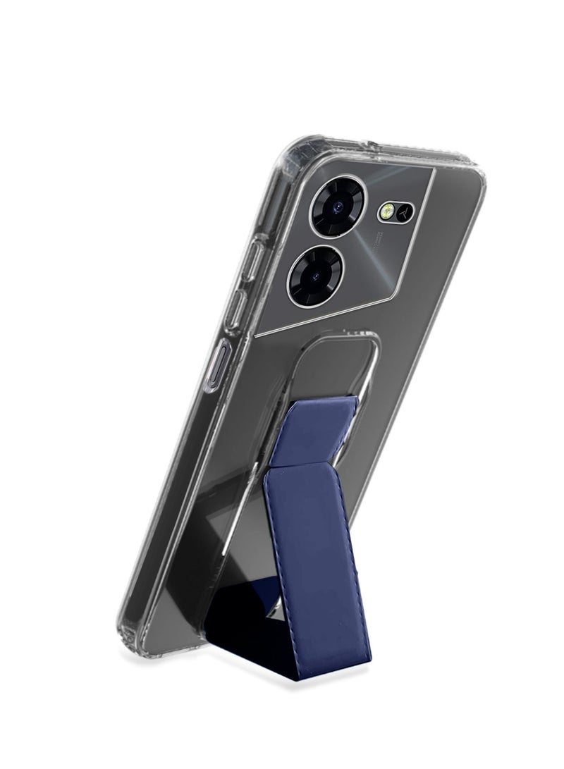 دبليو تيك غطاء وسادة هوائية بمقبض يد من مادة TPU لهاتف تكنو بوفا 5 4G 2023 شفاف/أزرق داكن - Image 2